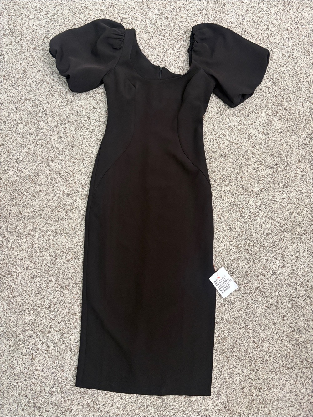Black Puff-Sleeve Dress - Classic Silhouette